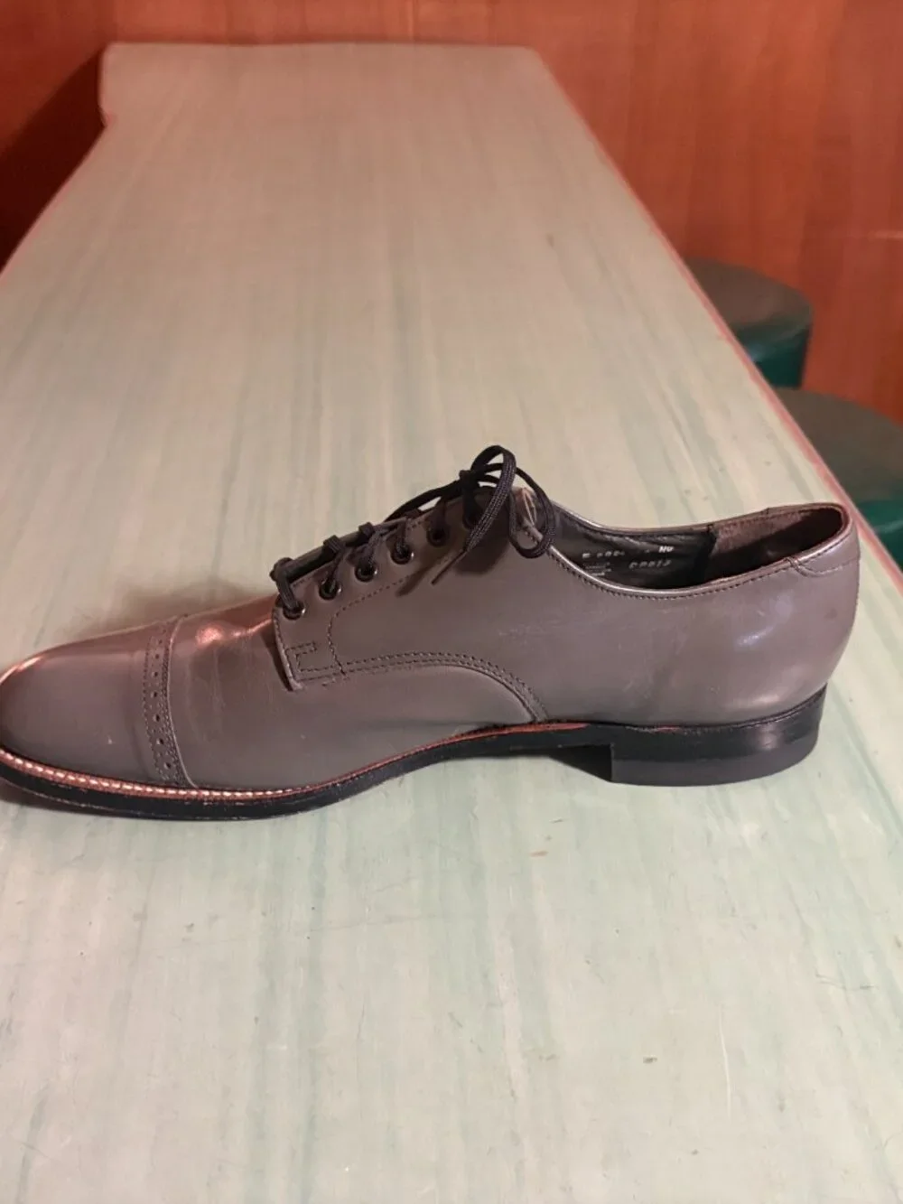 Vintage Mens Stacy Adams Gray Cap Toe Dress Shoes Size 10 E Wide